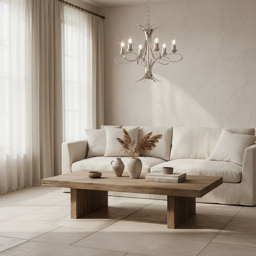 Foline Geometric Light Chandelier - Nickel Finish Ambient Glow for Kitchens K1984