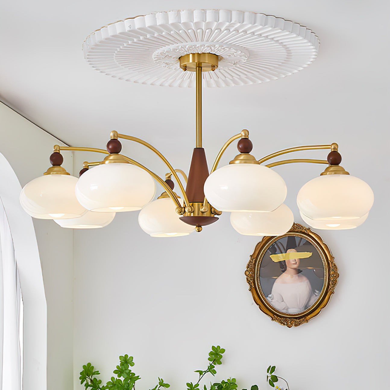 Vintage Multihead Persimmon Chandelier K623