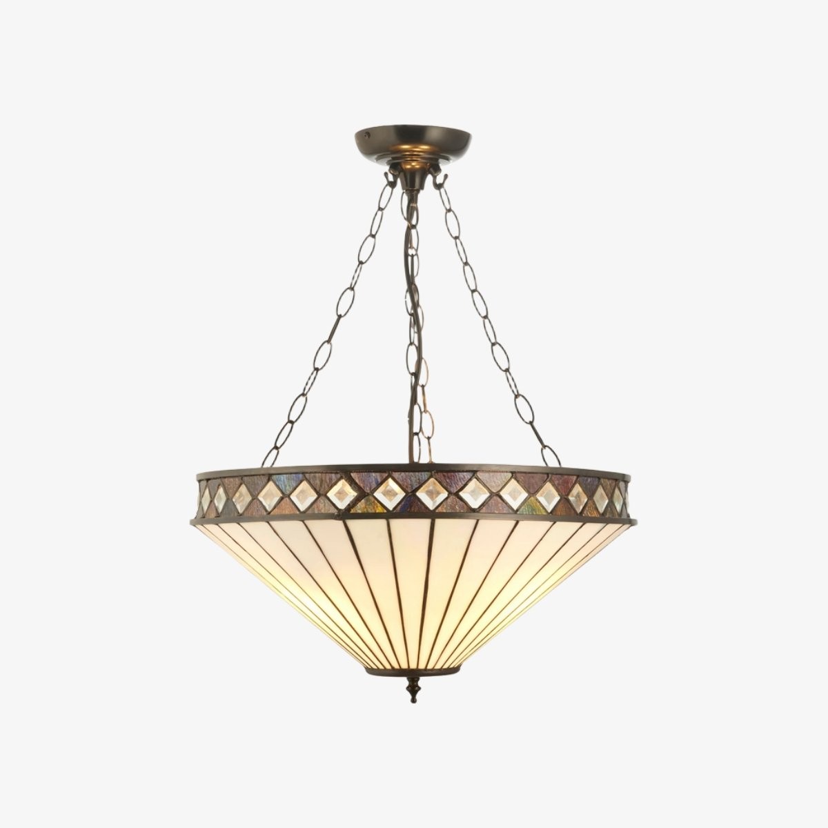 TF Fargo Adjustable Pendant Light with Stained Glass Inspired Inverted Shade for Island and Dining K1950
