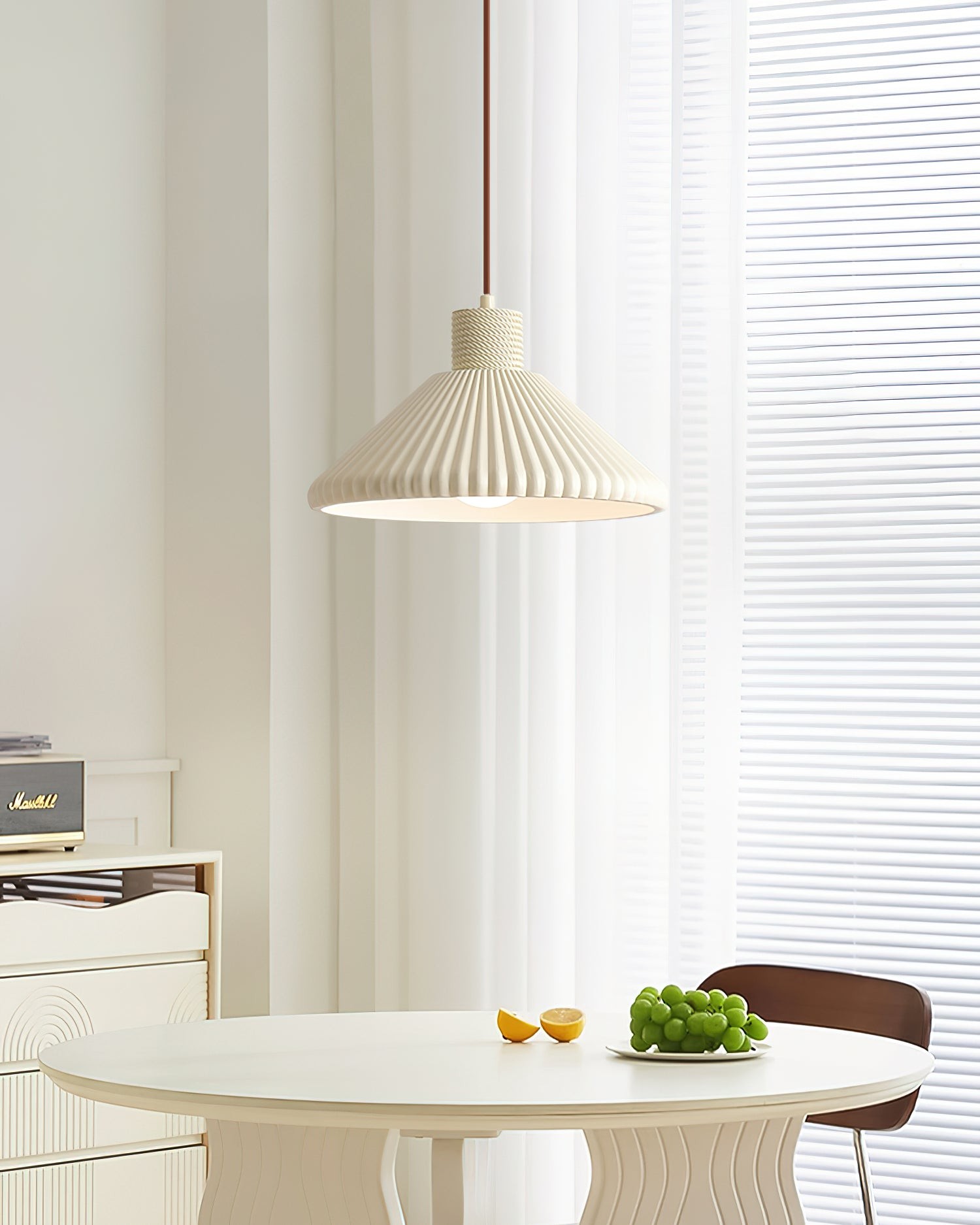 Cream Style Cone Striped Pendant Lamp K681