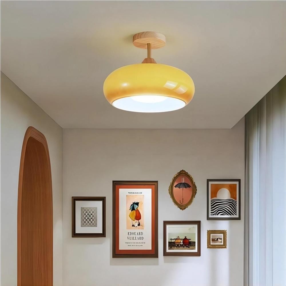 Vintage Bauhaus Style Glass Ceiling Light K56