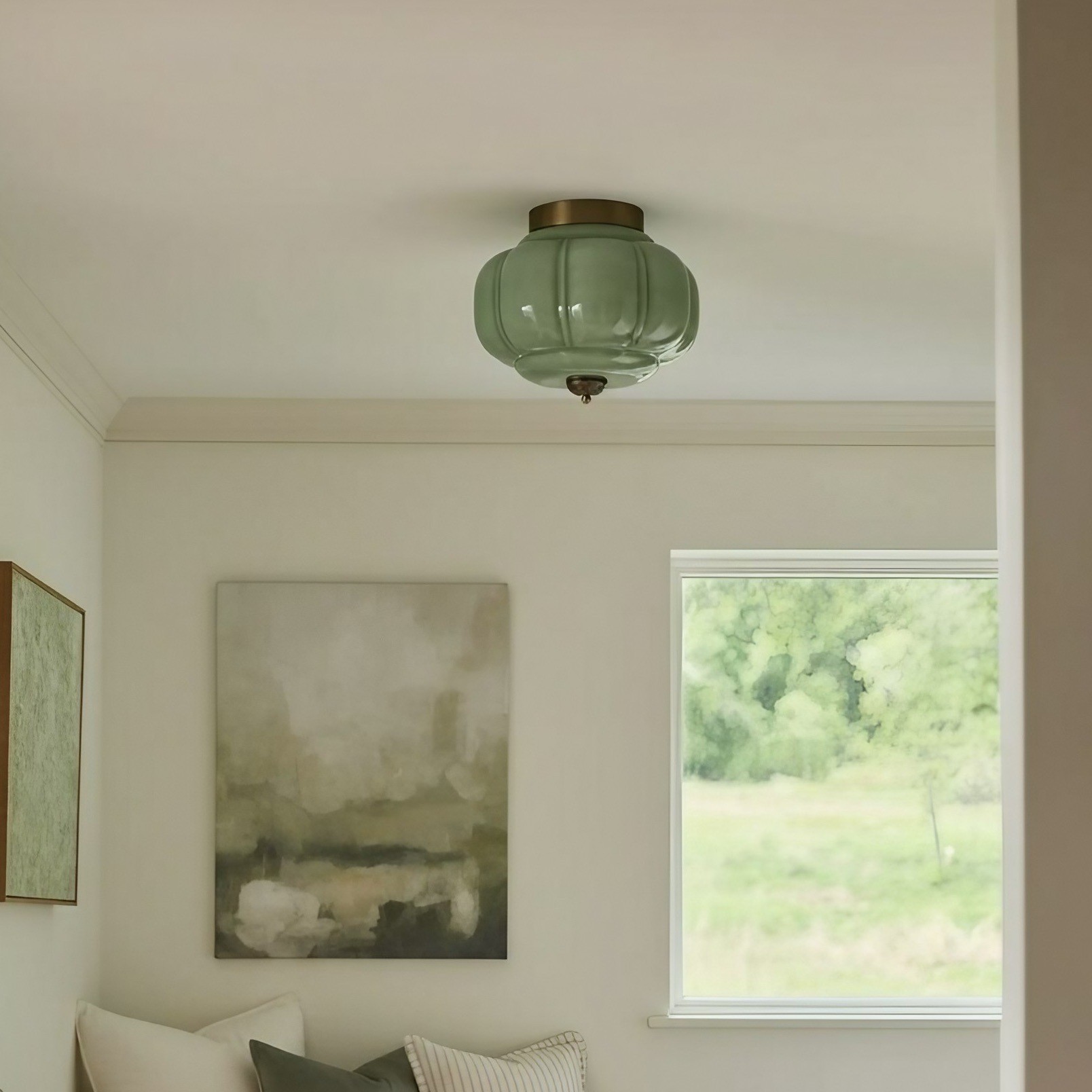 Eloise Retro Milk Glass Semi Flush Mount Ceiling Light K868