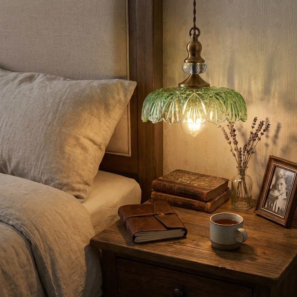 Verdoma Floral Glass Pendant Light - Vintage Style for Living Room K2257
