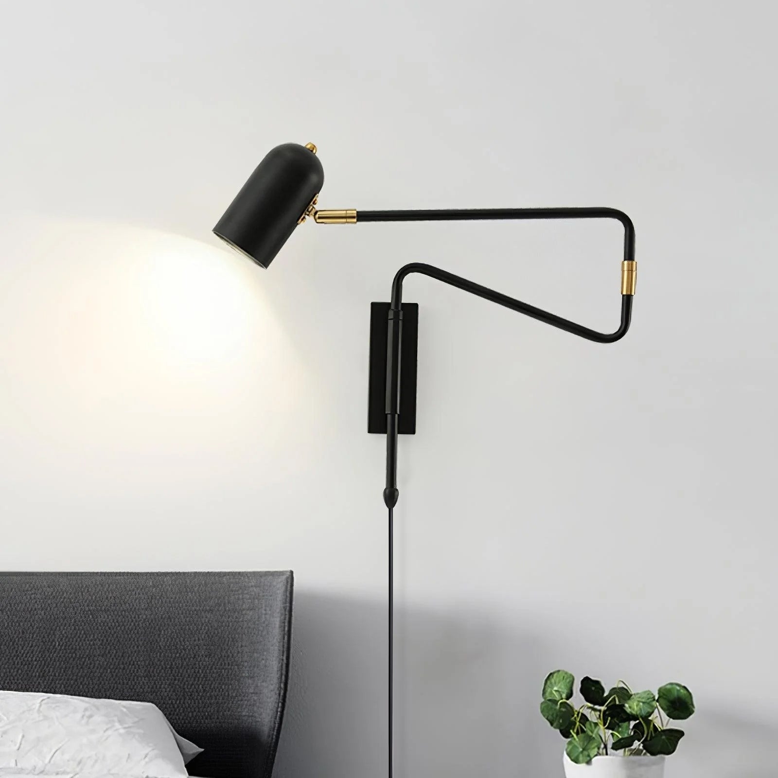 Adjustable Arm Plug In Wall Lamp D371