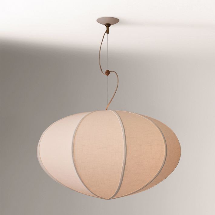 Alvian Pendant Light - Linen Shade with Adjustable Height for Cozy Dining K1384