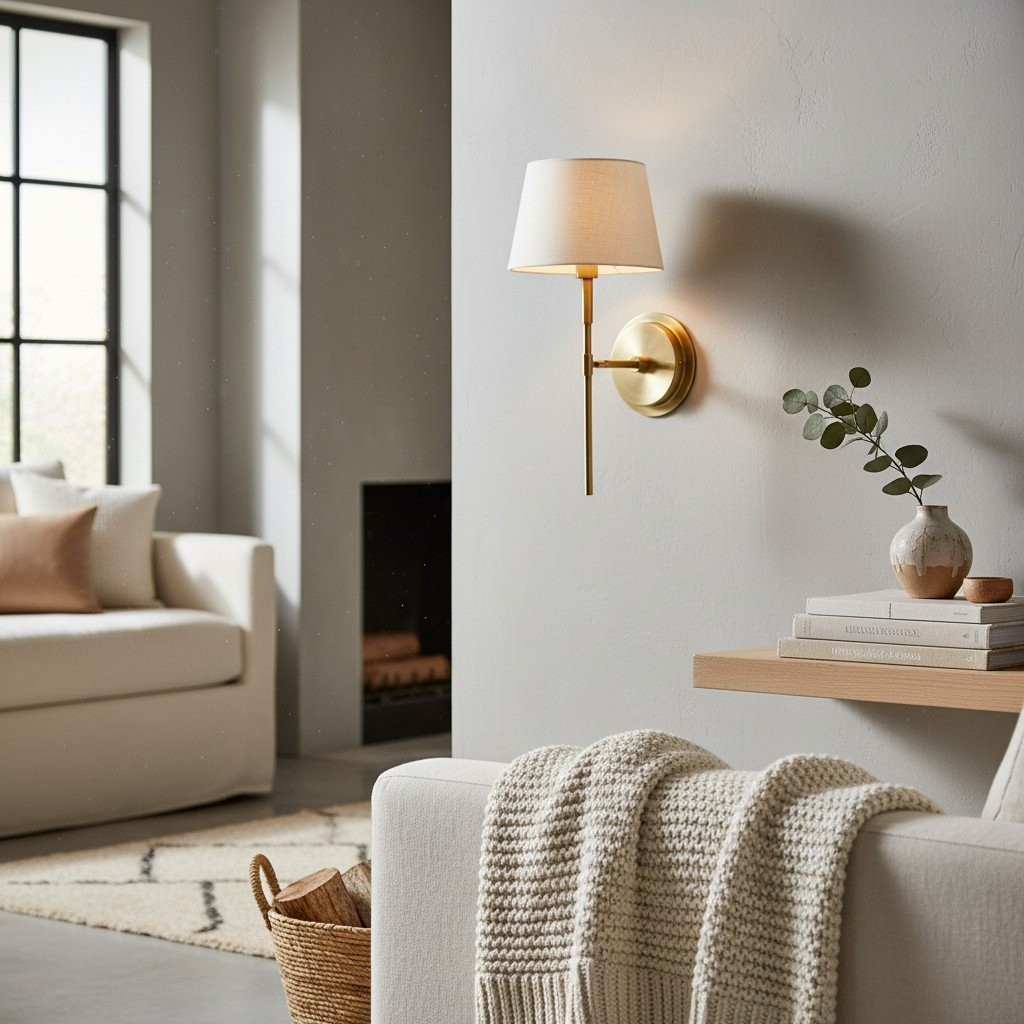 Cremaris Metal Wall Light with Fabric Shade - Timeless Sconce for Interior Lighting K1989