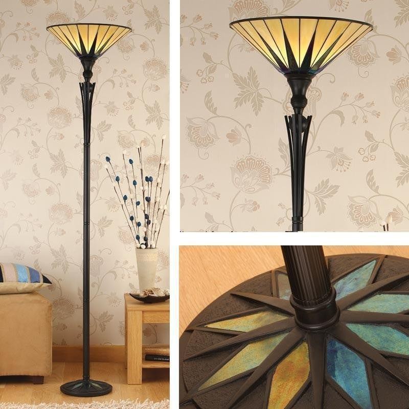 TF Dark Star Stained Glass Star Pattern Floor Lamp - Tiffany Style Uplighter for Living Rooms K1998