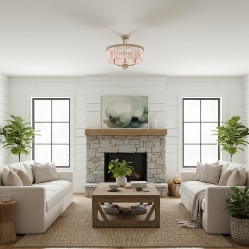 Beveline 3 Light Round Semi Flush - Faceted Cut Glass Shade Metal Finish for Hallways and Bedrooms K1849