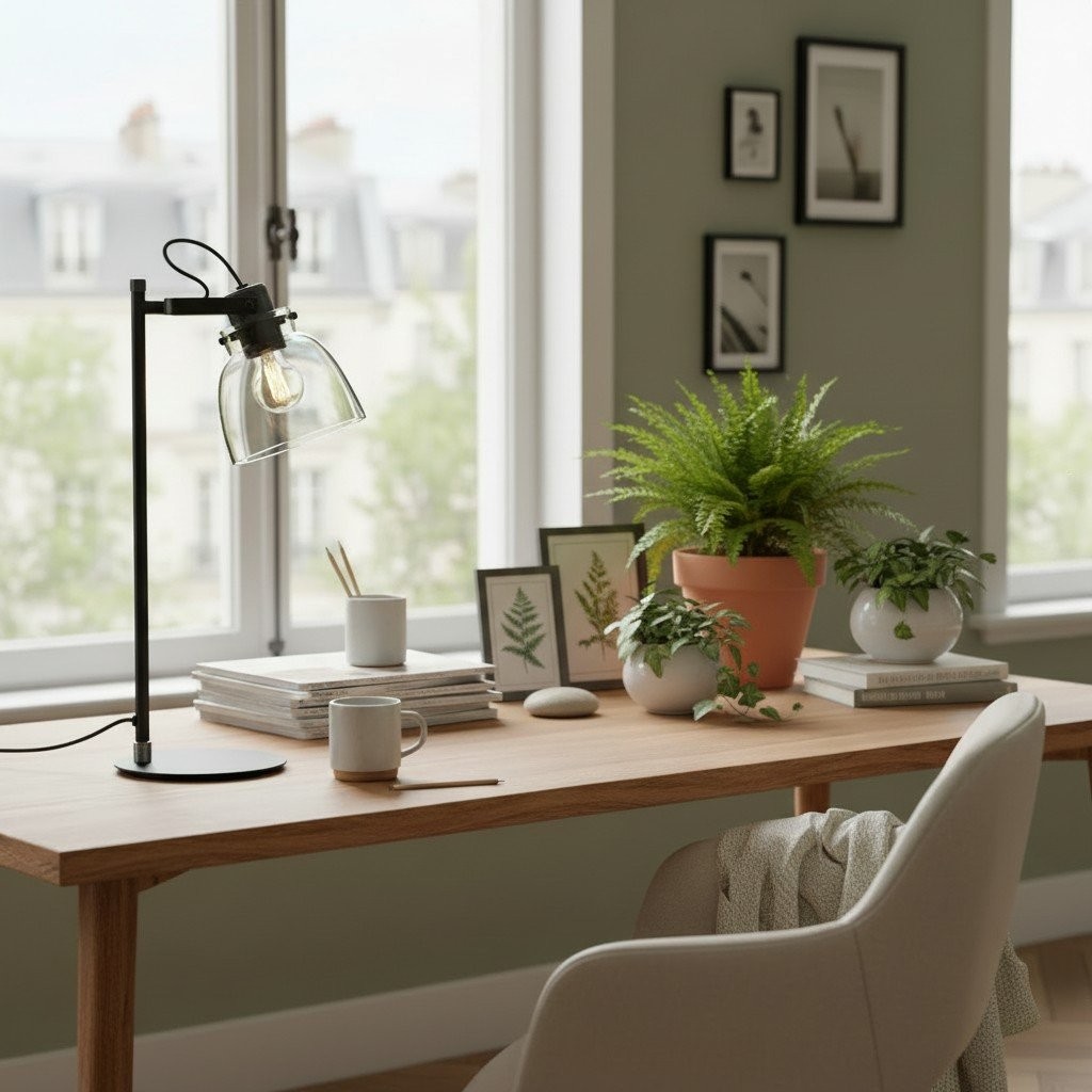 Readium Adjustable Table Lamp - Industrial Metal and Dome Glass for Bedroom K1838