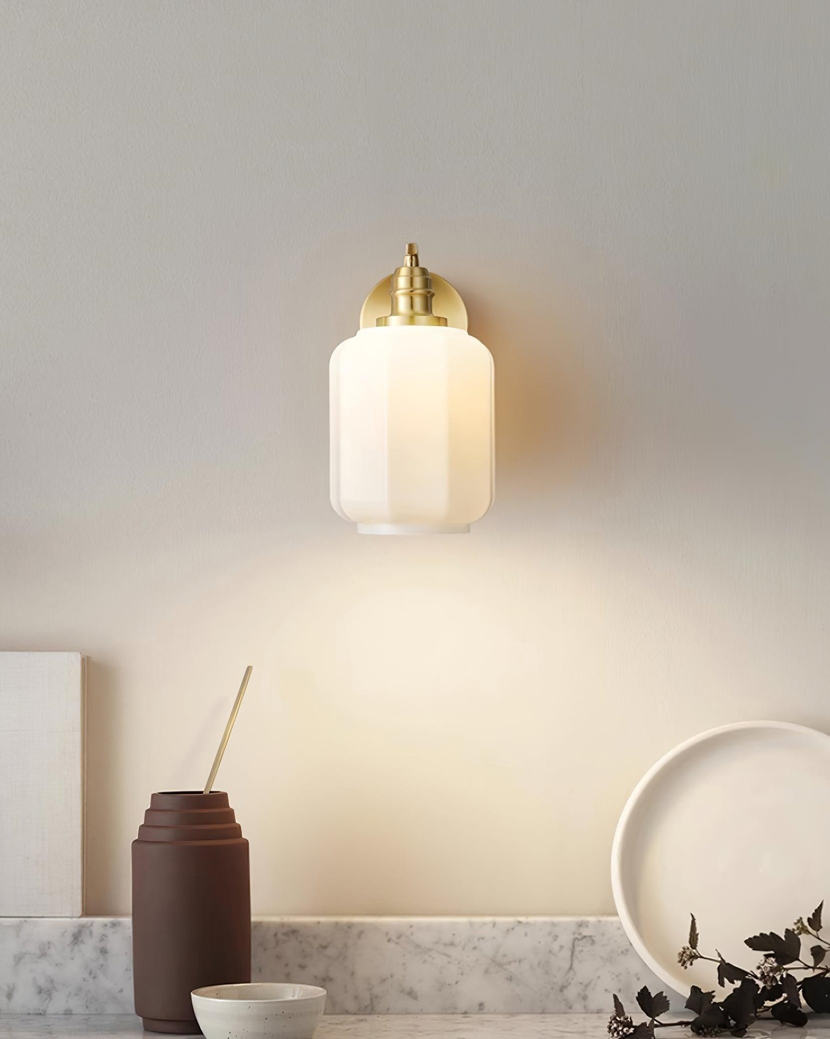 Retro Brass and Glass Wall Lamp K422