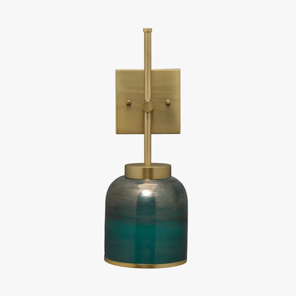 Helvo Vintage Metal Single Sconce - Green Glass Wall Light for Home Decor K1165