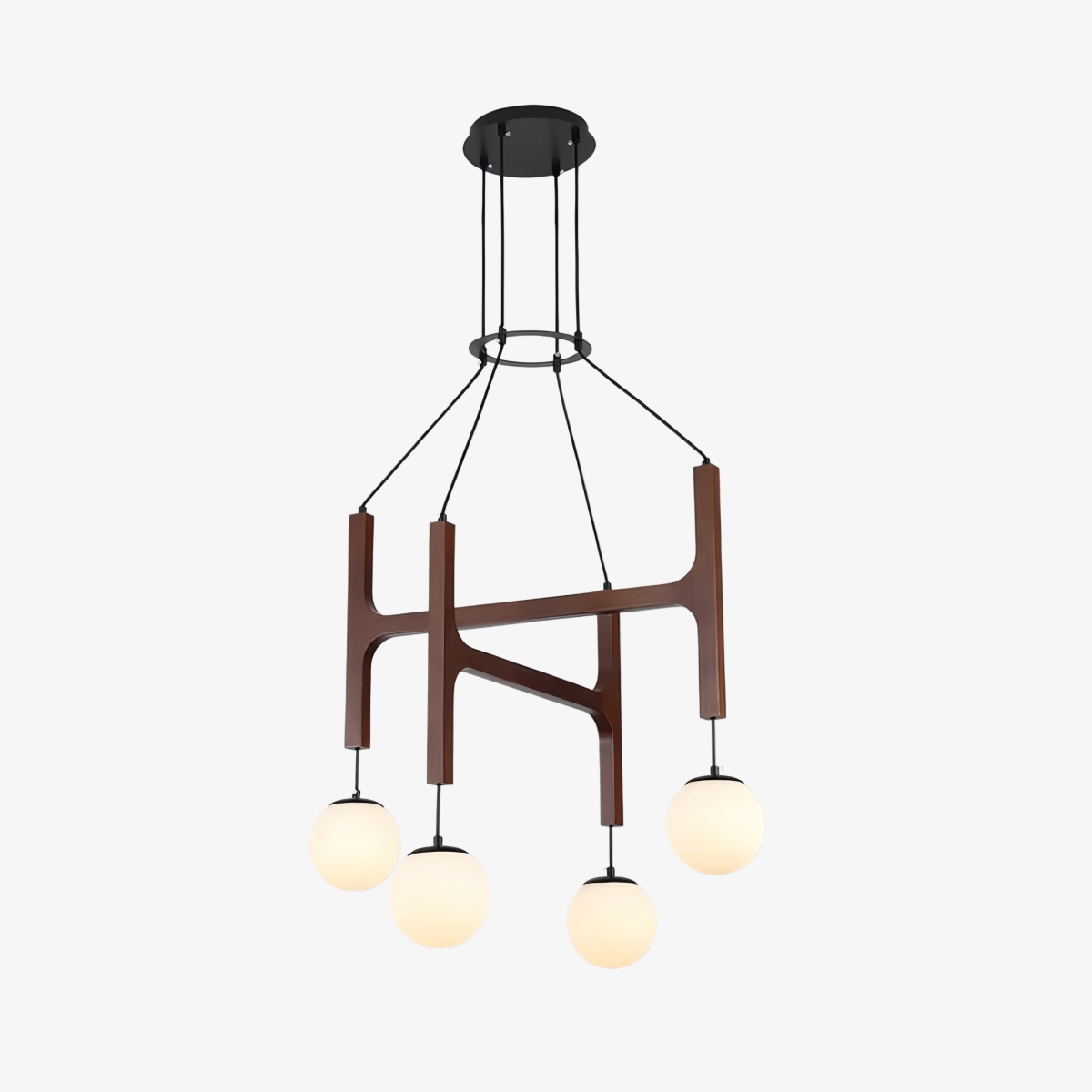 Auralith Wood Chandelier Multi Arm Fixture - Modern Natural Lighting for Living and Dining K2324