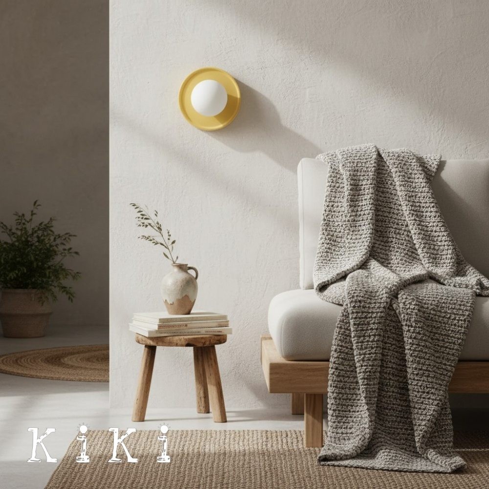 Solna Frosted Globe Glass Wall Sconce - Minimalist Round Ceramic Socnce for Bedrooms and Hallways K1700