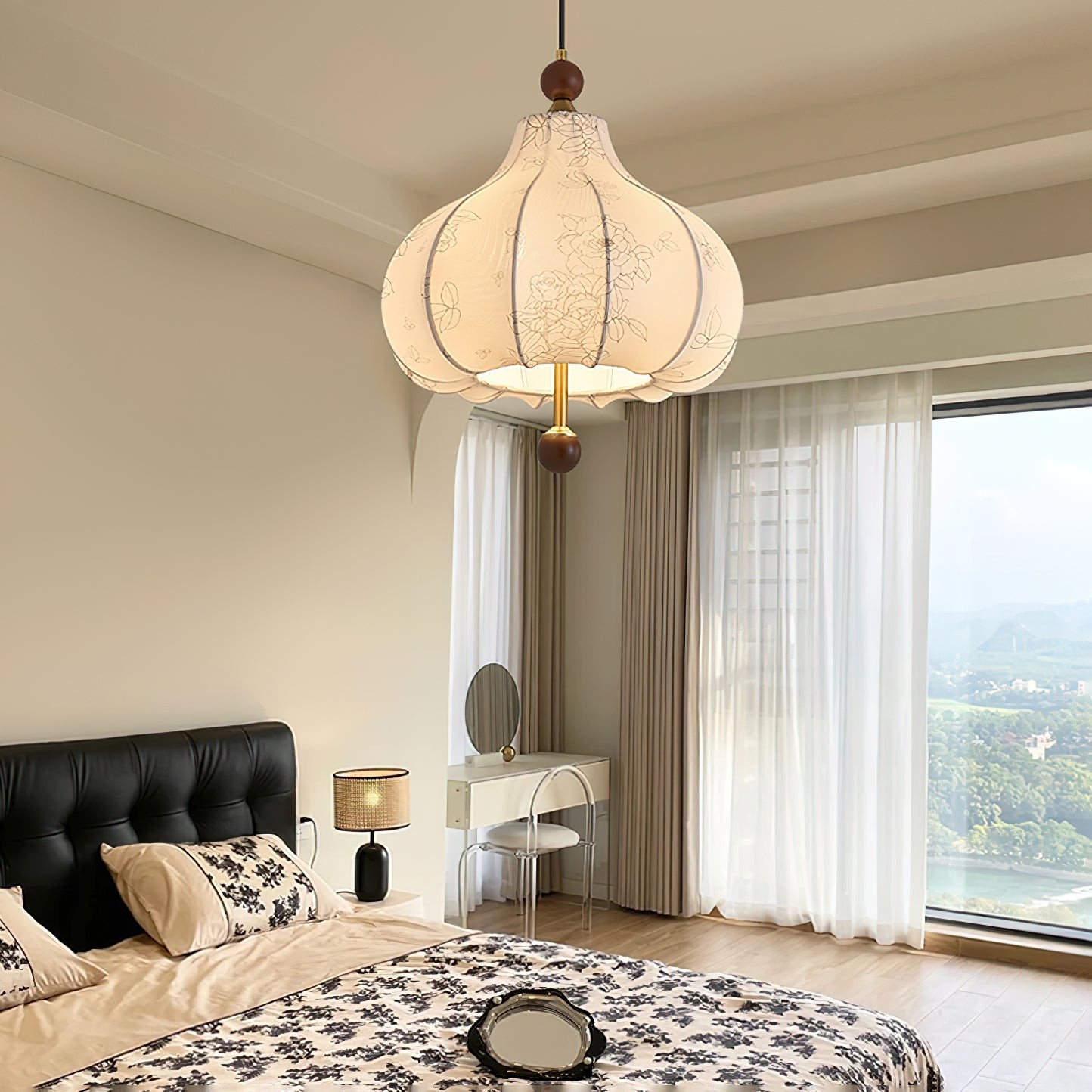 French Retro Fabric Pattern Pendant Lamp K317