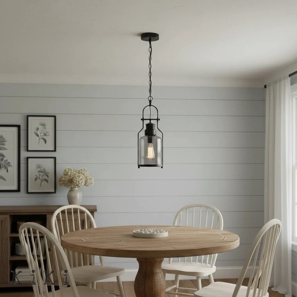 Lirra Retro Glass and Metal Hanging Lamp - Industrial Design for Dining K2234