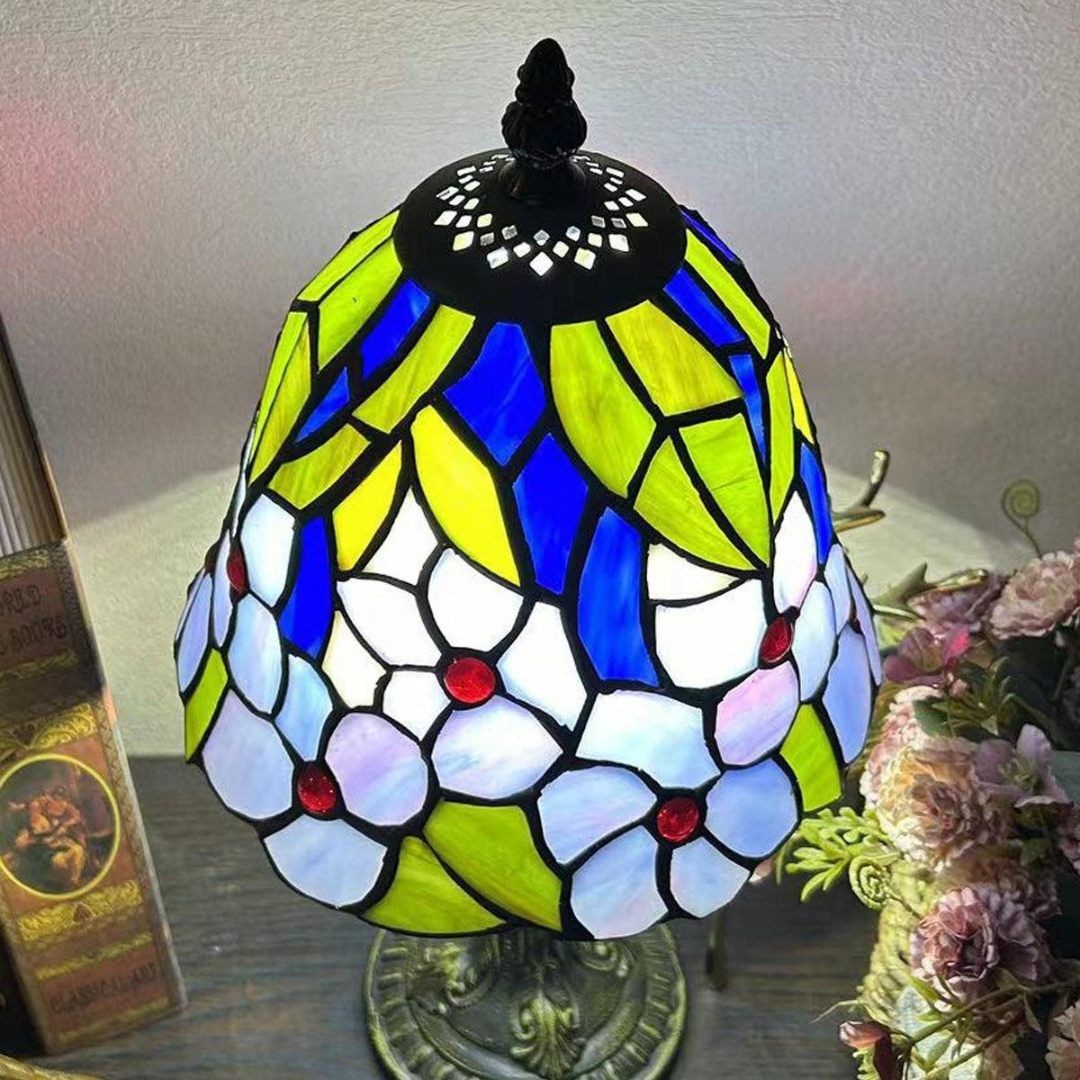 Virelle Colorful Glass Dome Table Lamp – Traditional Tiffany Style for Bedroom K2126