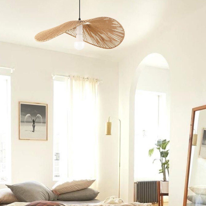 Wabi Sabi Straw Hat Rattan Pendant Light K70