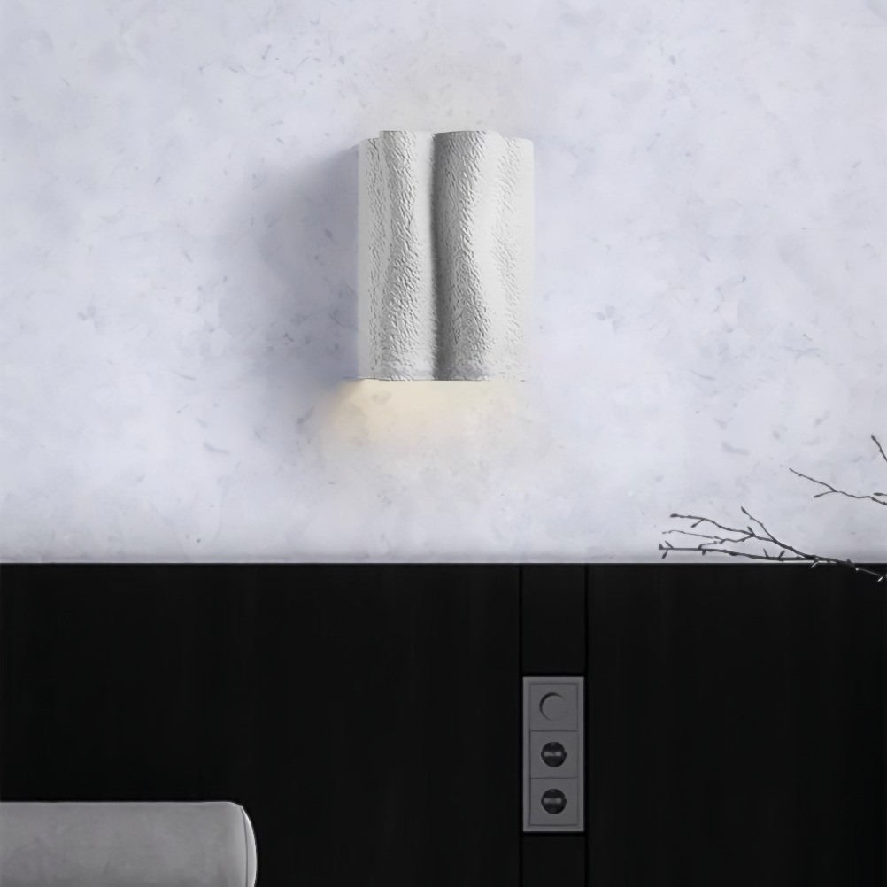 French Folded Resin Ribbed Wall Sconce For Hallway K178