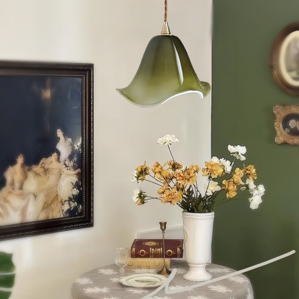 Vintage Green Glass Pendant Light K892