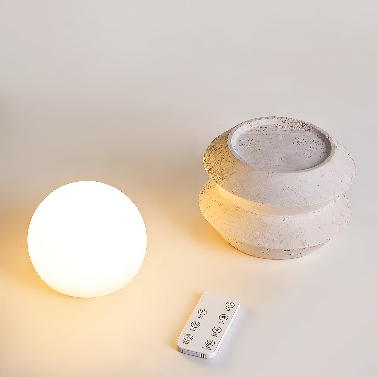 Fin Travertine Table Lamp (Built-in Battery) D660