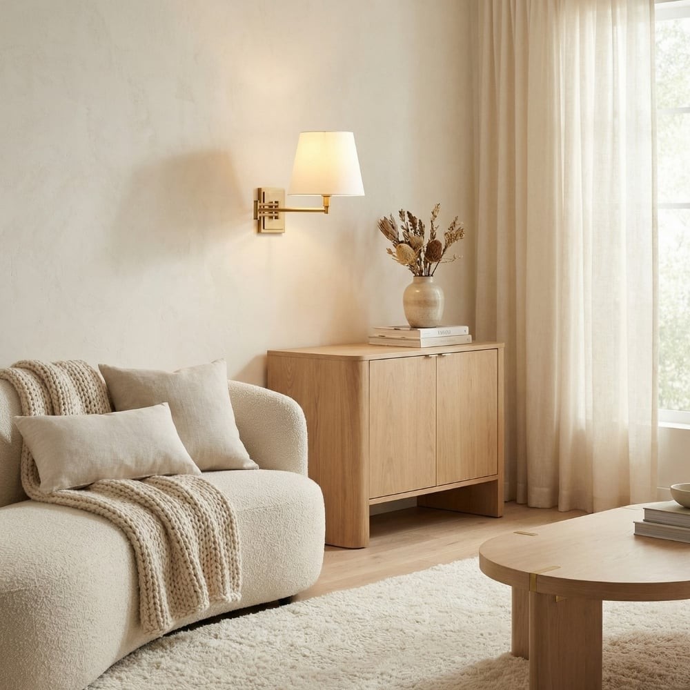 Arcuma Linen Shade Wall Light - Stylish Illumination for Living Room and Bedroom K2075