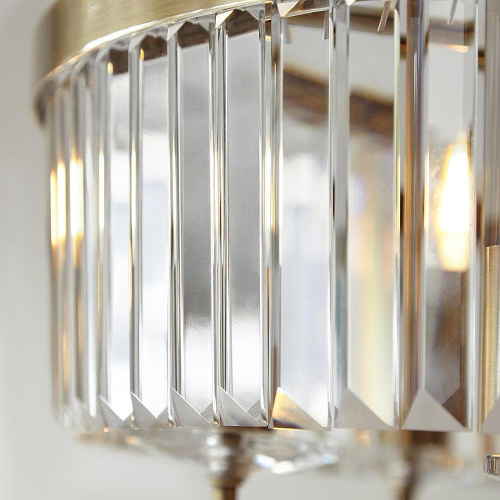 Beveline 6 Light Round Pendant - Cut Glass Shades Elegant Metal Frame for Dining Kitchen Island K1839