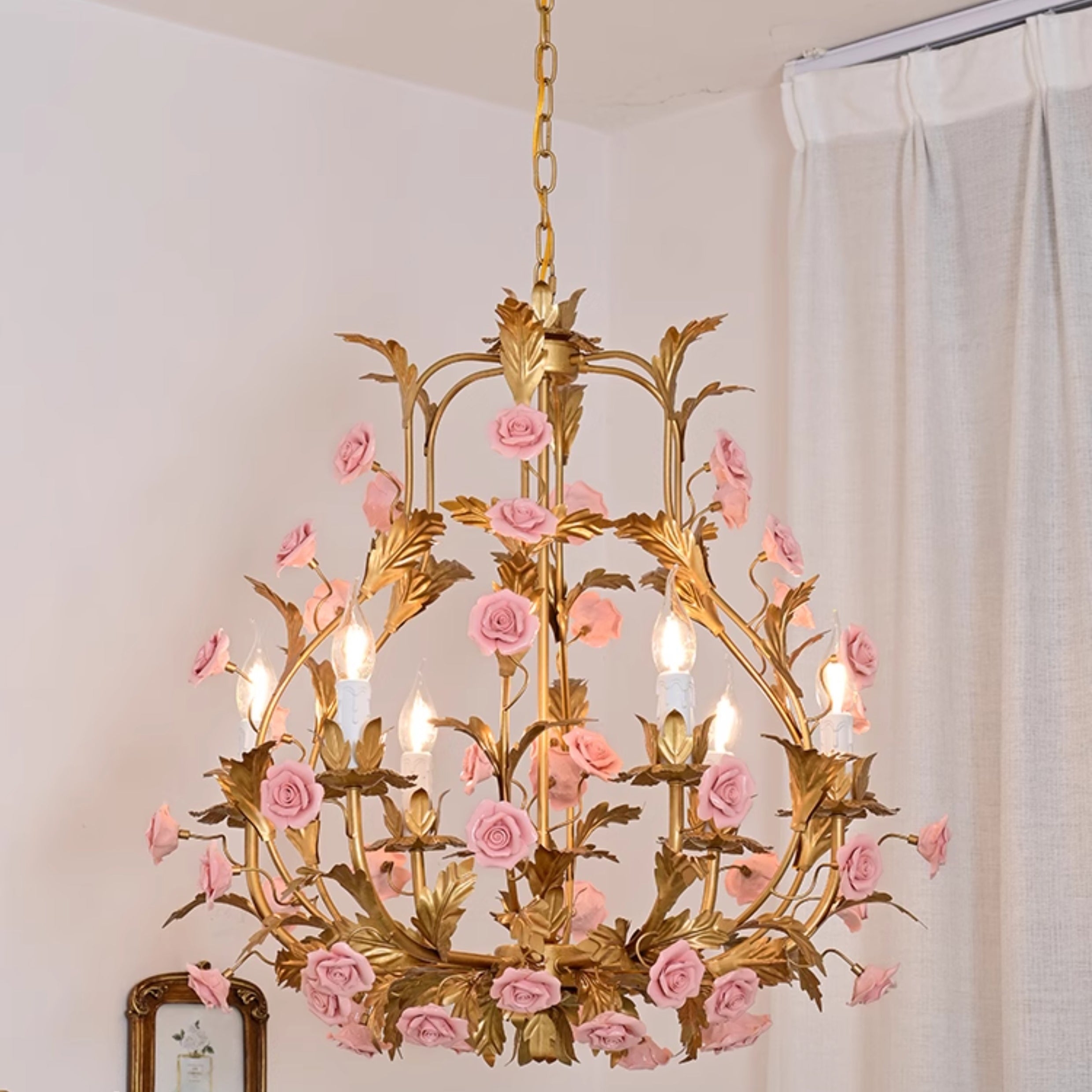 Ceramic Rose Chandelier D673