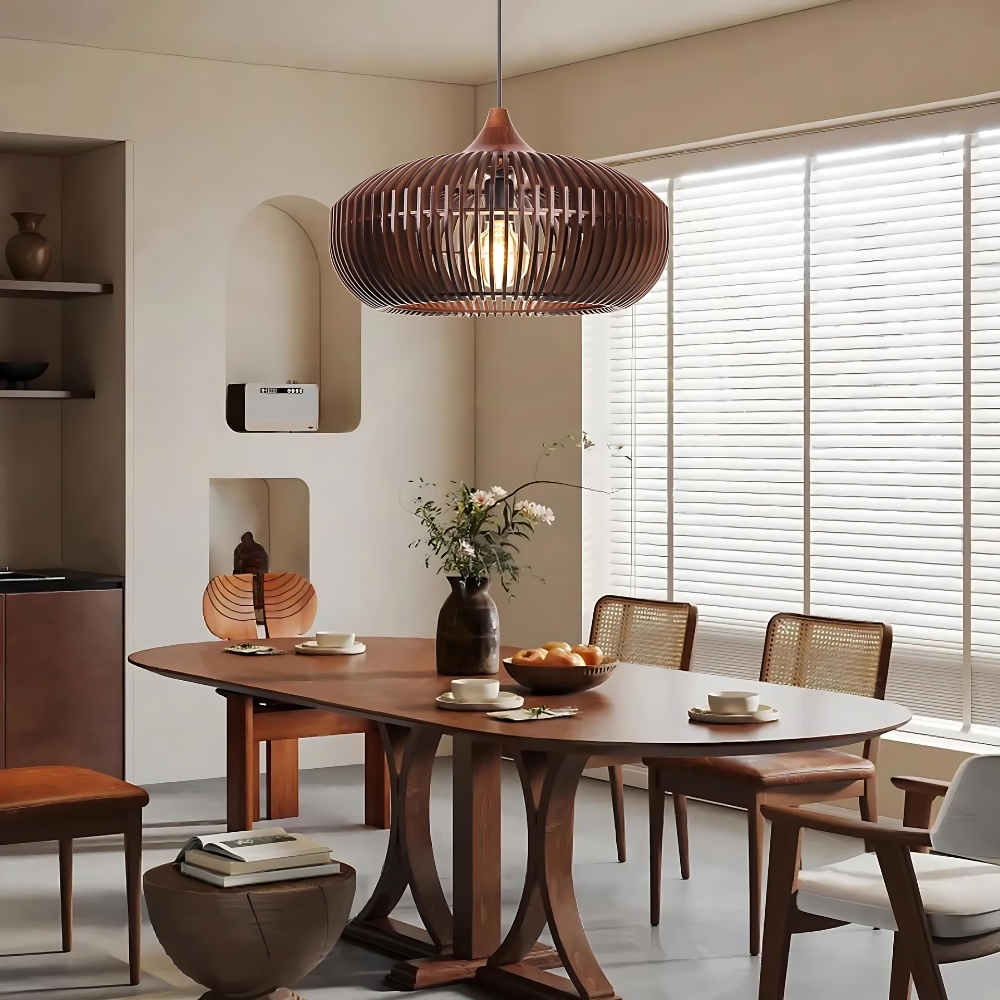 The Halo of Zen Japandi Wood Pendant Light D837