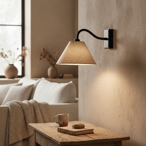 Lumweve Wall Light - Pleated Look Shade Refined Sconce for Corridor and Study K1884