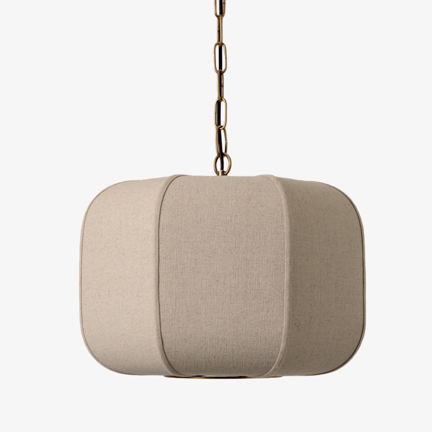 Loomis Tall Pendant - Textured Linen Shade Aged Brass Ceiling Light for Dining Room and Kitchen K2058