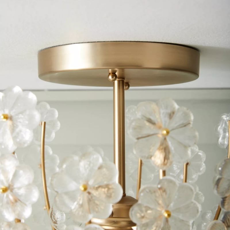 Petala Artistic Metal Semi Flush Ceiling Lamp - Statement Glass Fixture for Home Interiors K1659