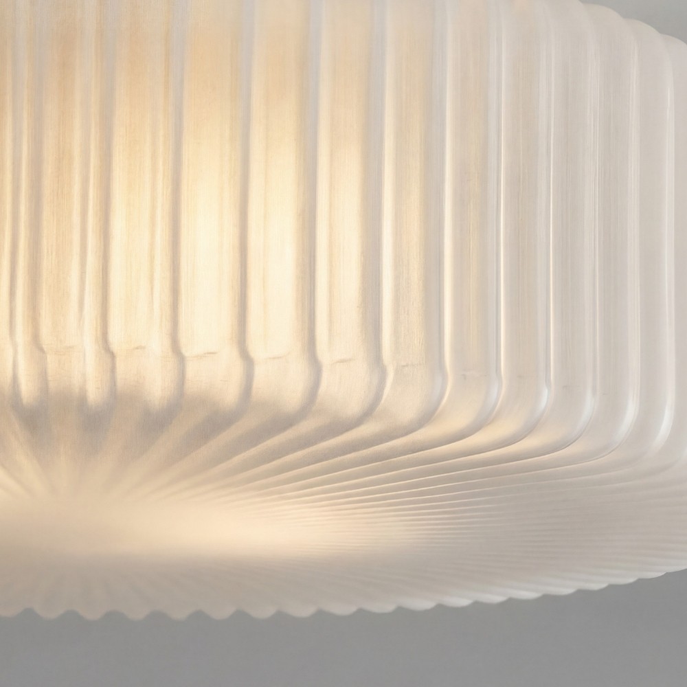 Lunorib Ribbed Metal Glass Ceiling Lamp - Minimalist Opal Glass Light for Kitchen K2223