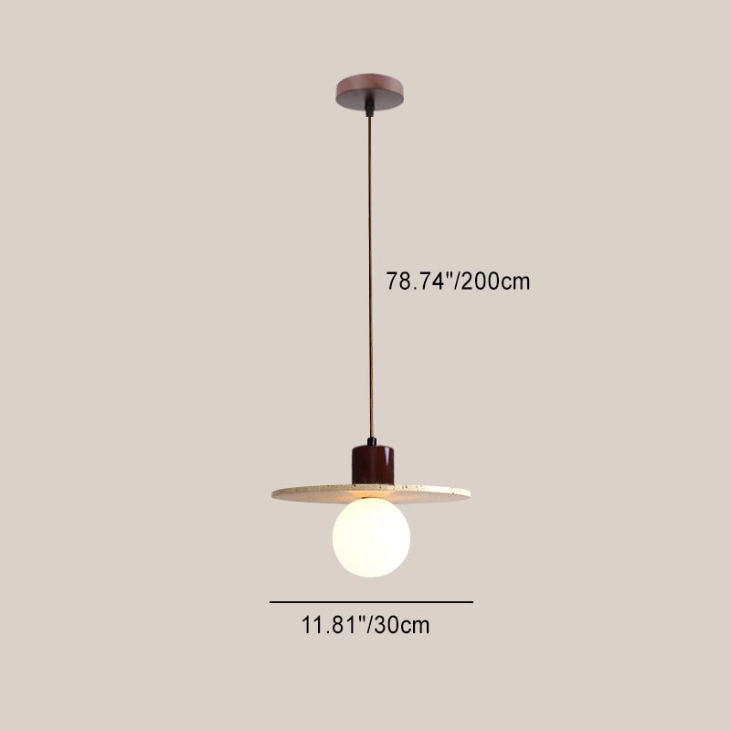 Traditional Japanese Travertine Wood Pendant Lamp K723