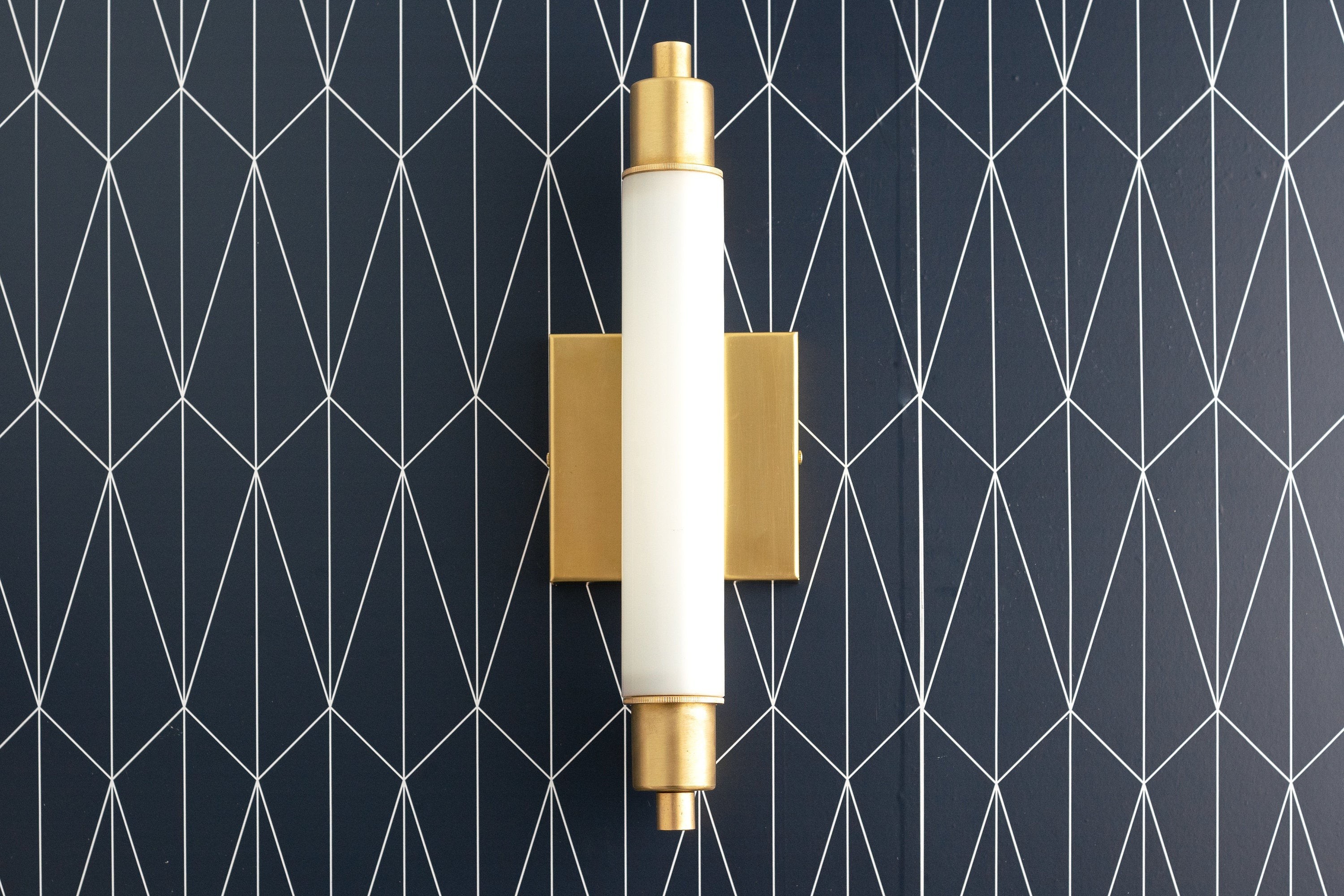 Ornato Luxe Modern Vanity Sconce - Art Deco Wall Light with Cylinder Shade K1520