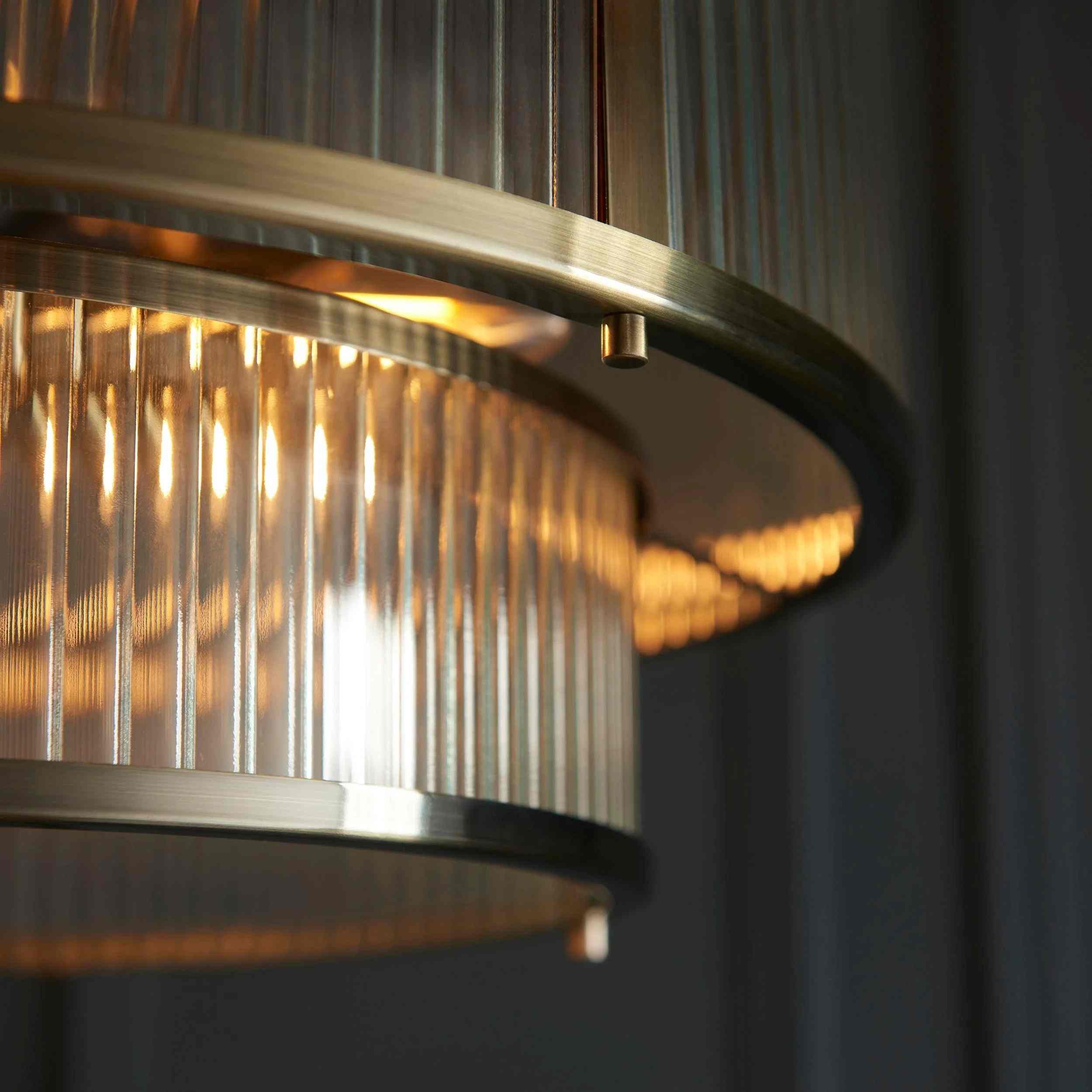 RibGlow Ribbed Glass Pendant Light - Antique Style Pendant Light K1815