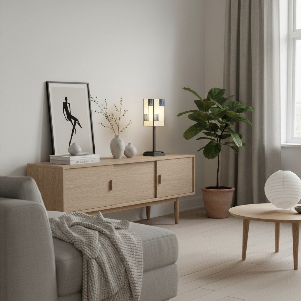 TF Manchester Square Table Lamp - Geometric Glass and Metal for Bedroom and Living Room K2030