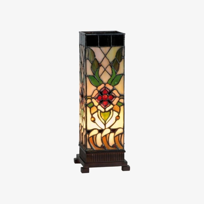 TF Angelique Art Nouveau Stained Glass Table Lamp - Handcrafted Floral Design for Living Room K1872