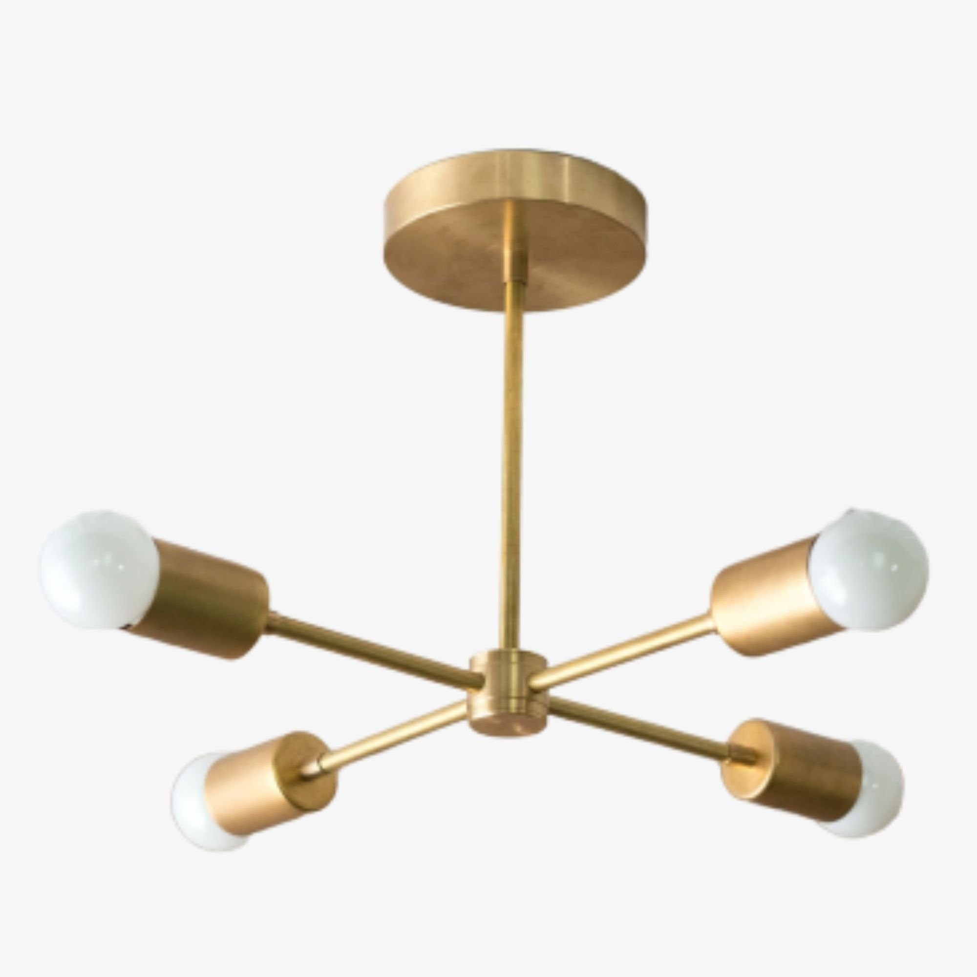 Mobilux Line Mid Century Gold Sputnik Chandelier - Geometric Brass Fixture K1445