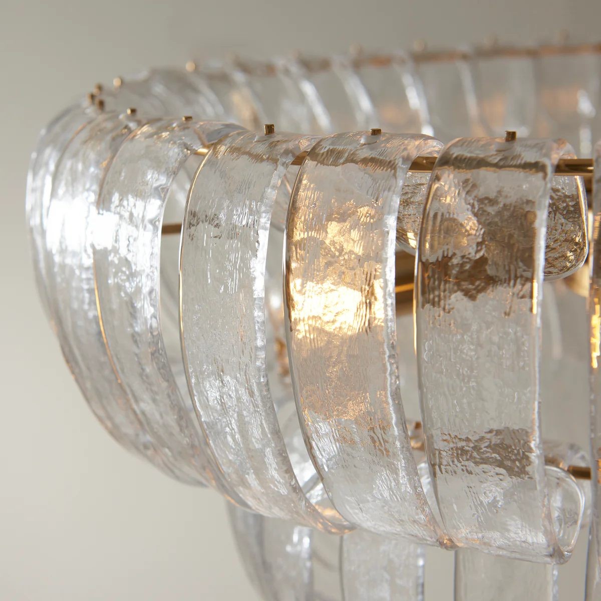 Solara 6-Light Tiered Pendant - Cascading Curved Glass and Metal-Frame for Dining K1875