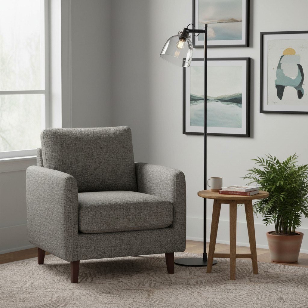 Readium Industrial Floor Lamp - Adjustable Glass Head Metal Base for Living Room K1836