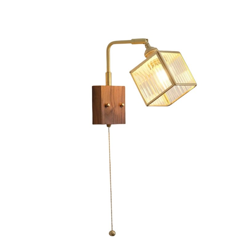Square Glass Adjustable Wooden Wall Lamp K541