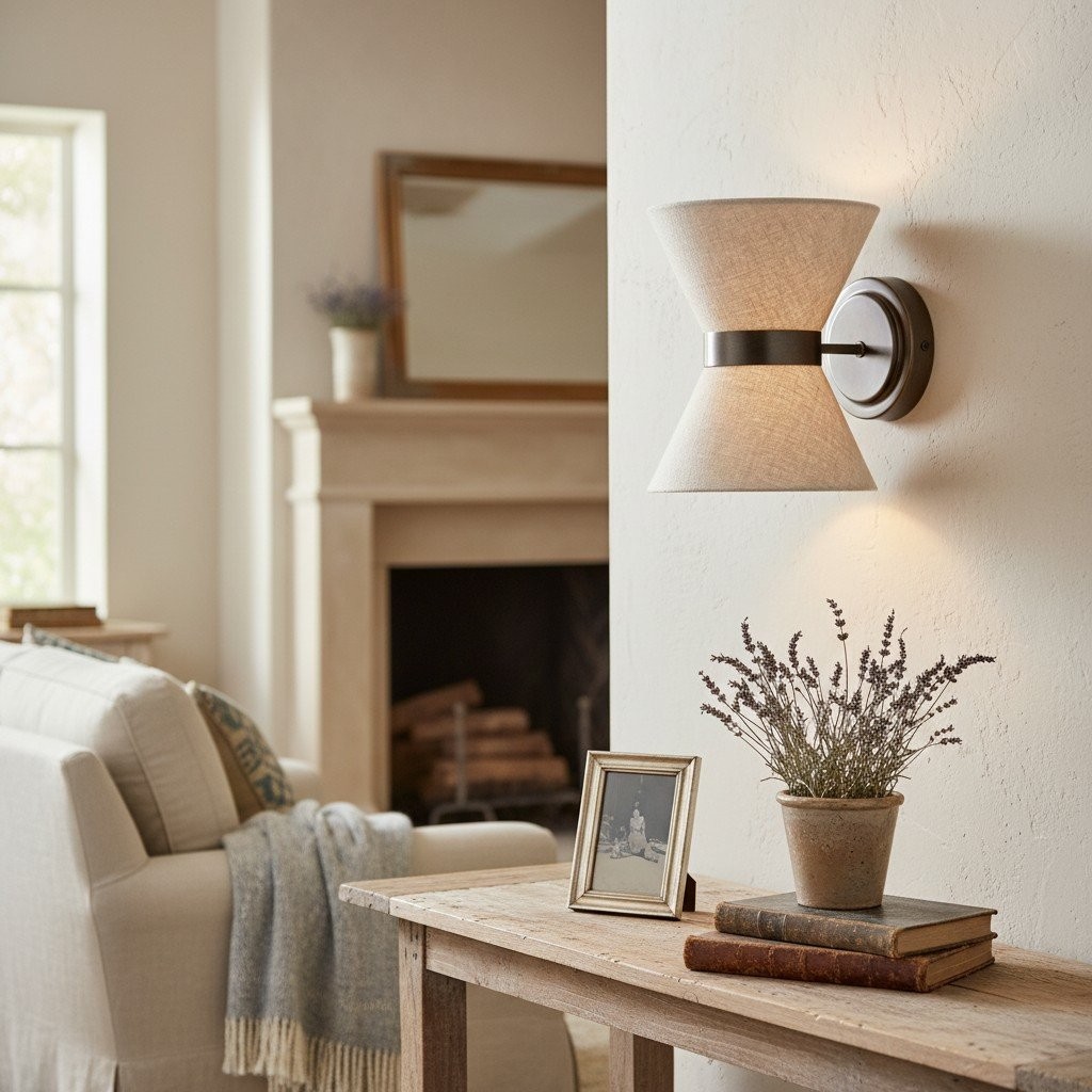 Ankora Textured Linen Shade Wall Sconce - Elegant Interior Lighting for Living Spaces K1688