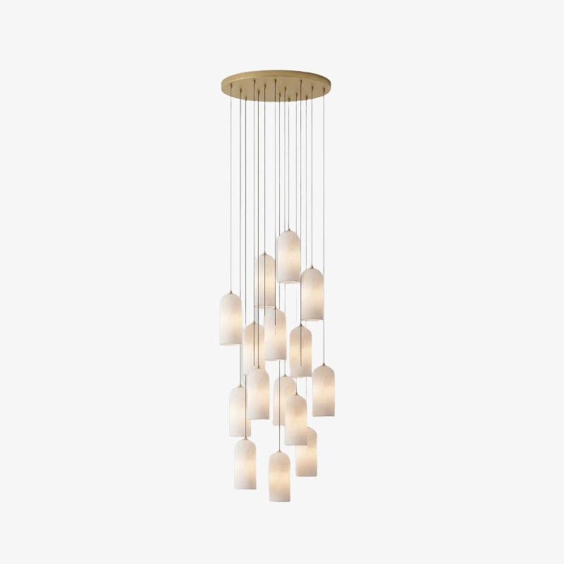 Alabresca Mid Century Alabaster Pendant Light - Multi Heads Hanging Lamp for Kitchen Island K2317