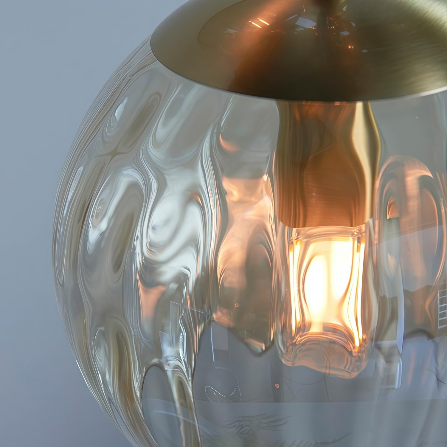Tracian Dimpled Globes 3-Light Pendant Lamp - Sculptural Amber Lighting Ideal for Lounge or Entryway K2028