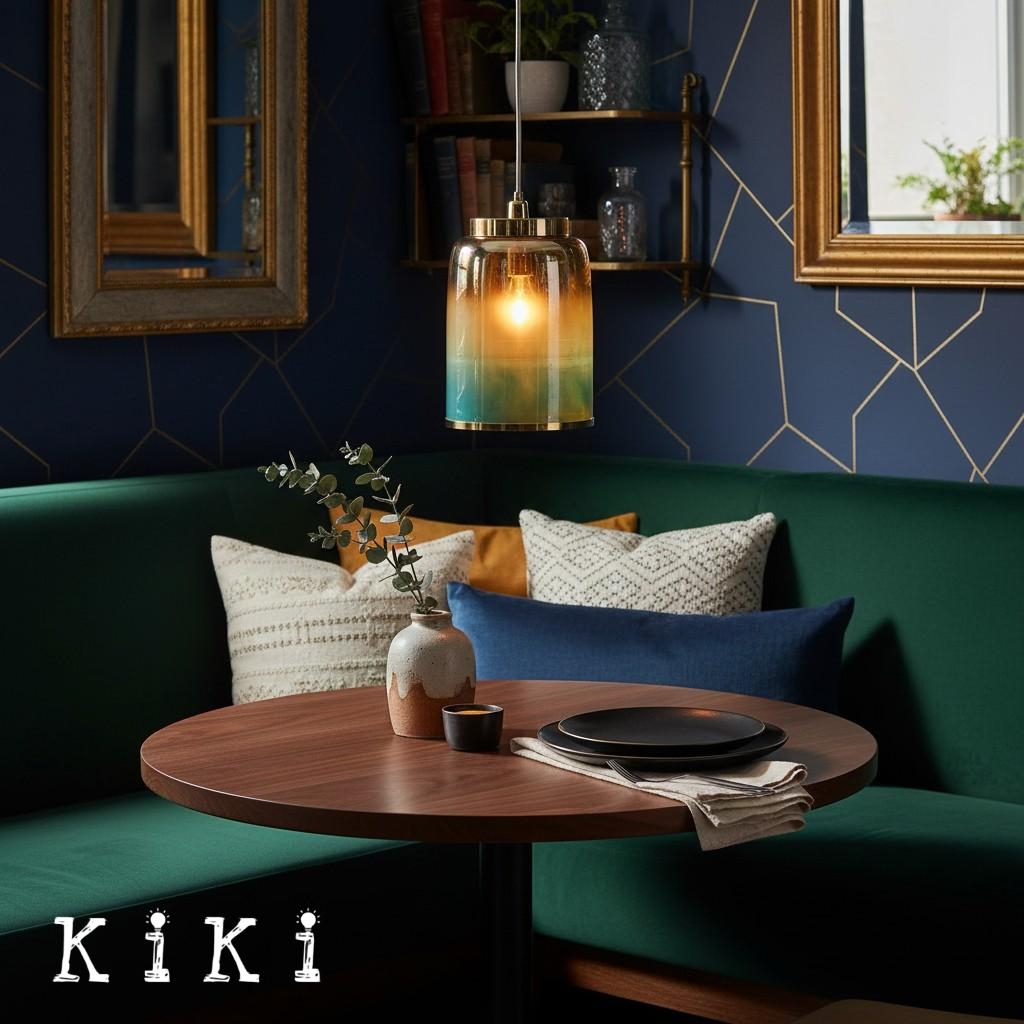 Helvo Elegant Cylinder Pendant Lamp - Hand-Blown Glass Brass Fixture for Entryway K2349