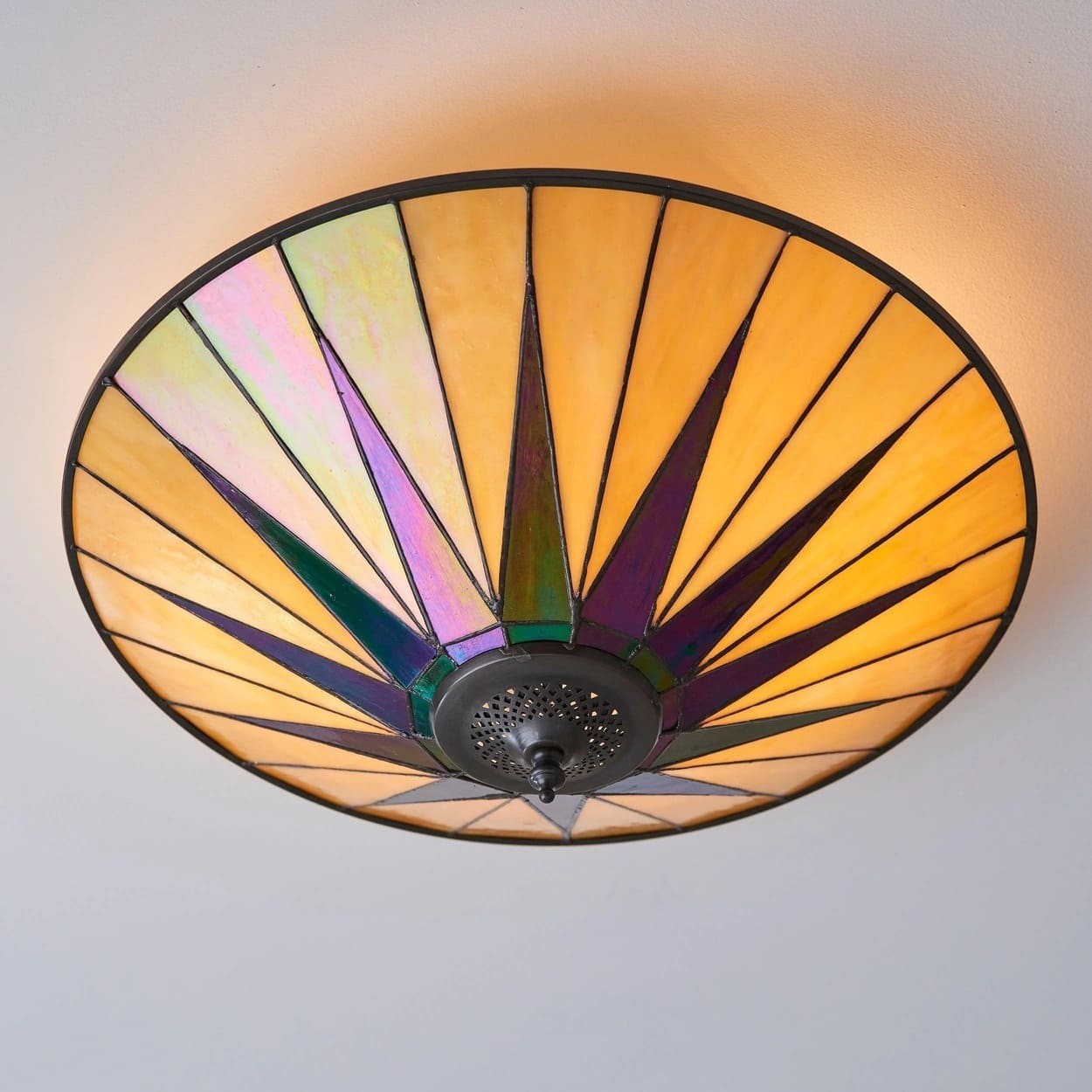 TF Dark Classic Stained Glass Flush Mount Ceiling Lamp for Living Room and Dining Room K2005