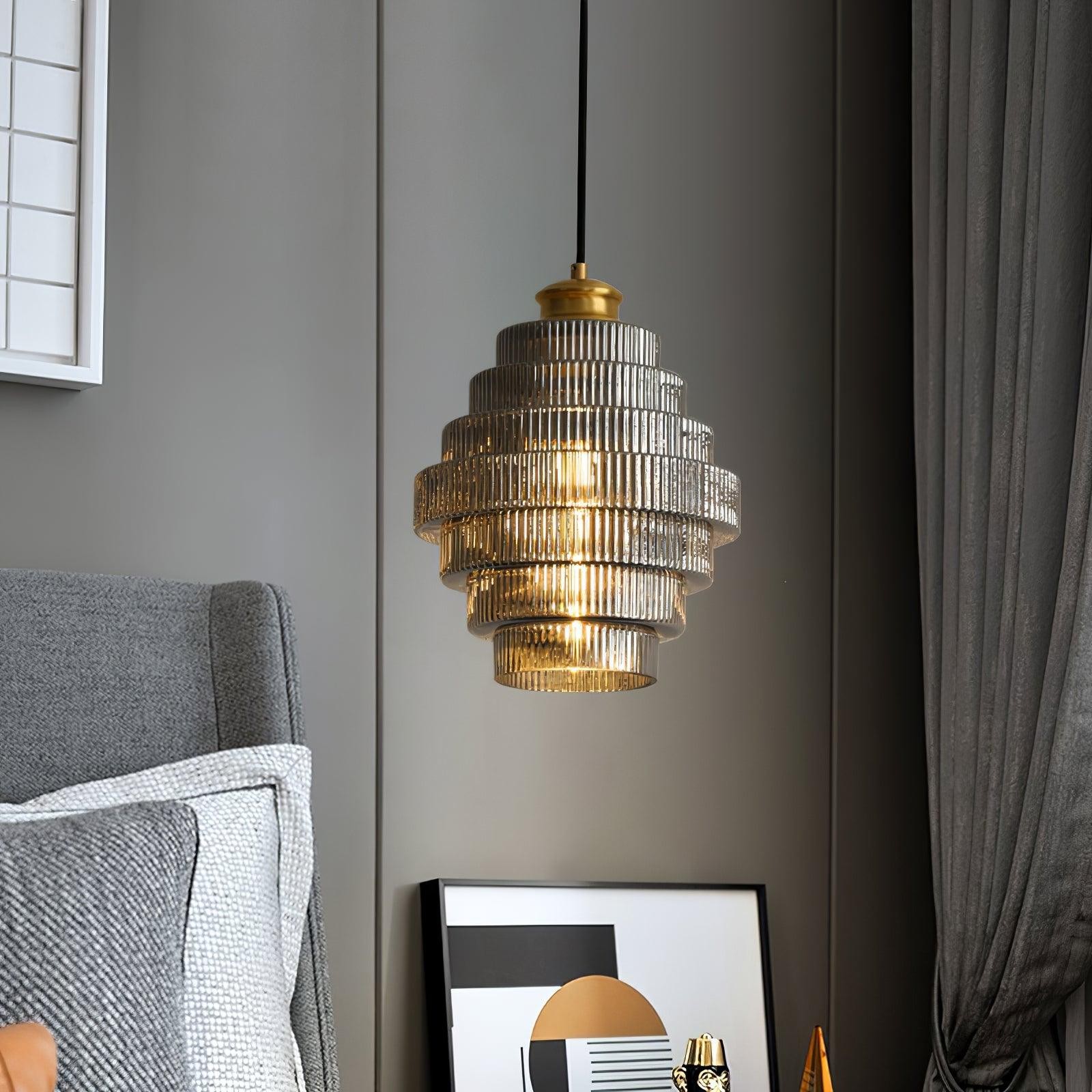 Bottis Minimalist Glass Pendant Lamp - Stylish Layered Hanging Light for Dining Table K469