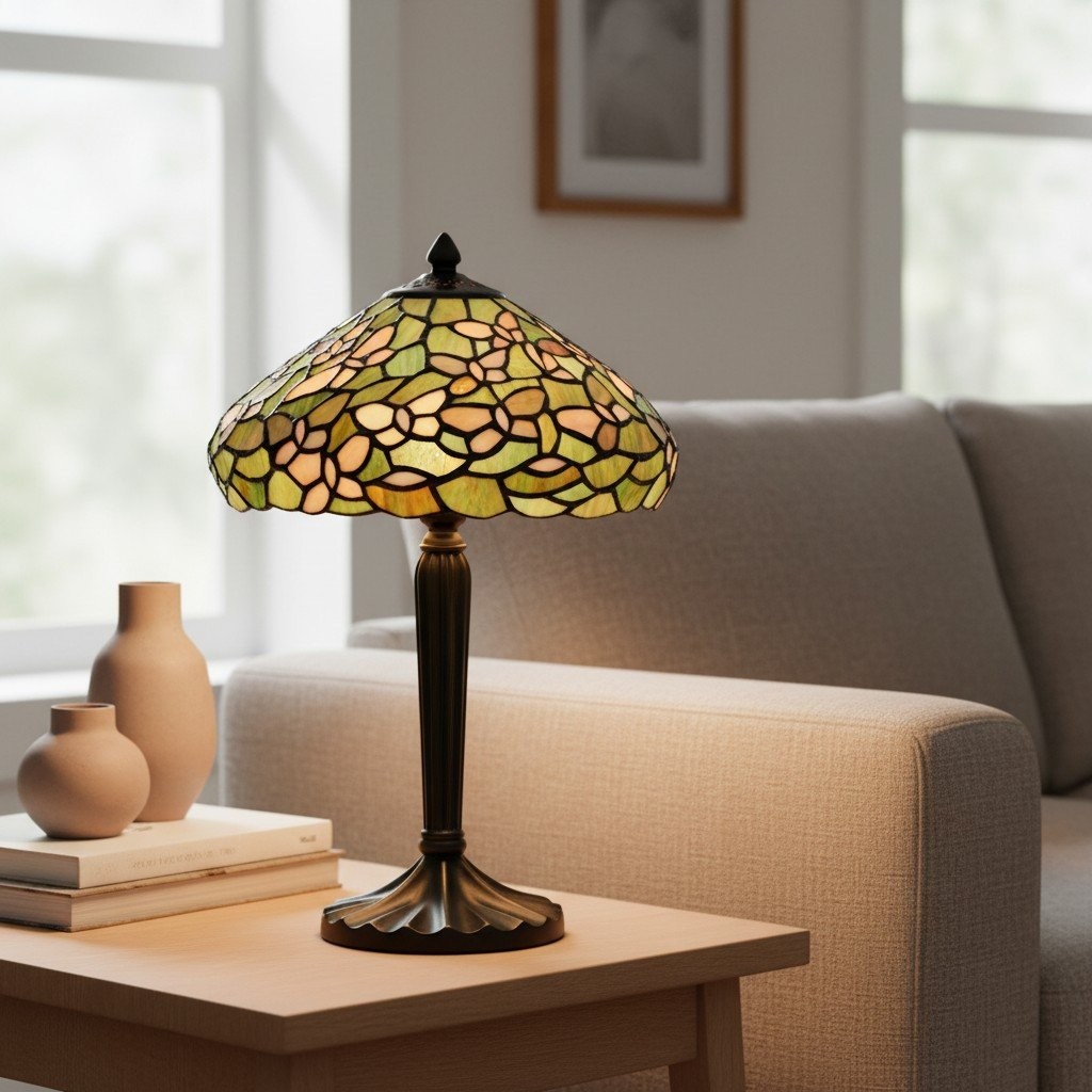 TF Sorenia Table Lamp - Warm Stained-Glass Floral Art-style Lamp K1860