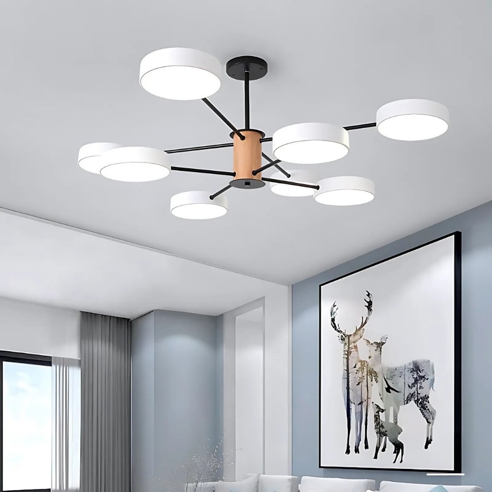 Scandinavian Branched Round Wood Chandelier K896