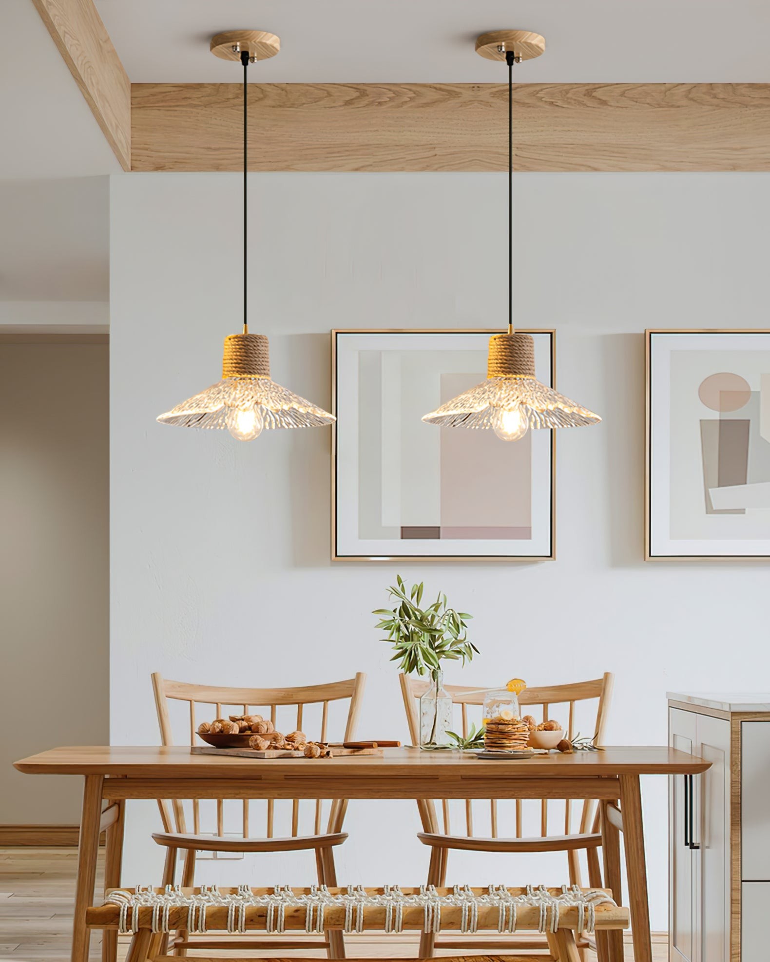Hemp Rope Glass Pendant Lamp K1031